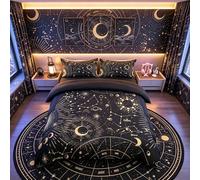 Loussiesd Sun and Moon Duvet Cover Boho Exotic Bedding Set Galaxy Astrology Comforter Cover for Boys Girls Children Teens Bedroom Decor Chic Cute Luxury Zodiac Signs Bedspread Cover Single