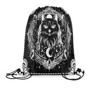 Loussiesd Sun Moon Drawstring Backpack 40x33cm for Boho Exotic Cute Cat Drawstring Bags Bohemian Sports Drawstring Sackpack Decor Galaxy Waterproof Cinch Bag Animals Theme
