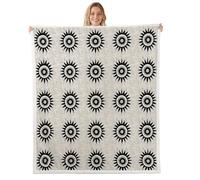 Loussiesd Sun Pattern Sherpa Blanket Plush Fuzzy Bohemian Boho Fleece Throw Blanket Boys Girls Sun and Moon for Bed Couch Chair Living Room Bedroom Decor 40x50Inch