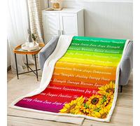 Loussiesd Sunflower Healing Wishes Fleece Throw Blanket Strength Courage Warm Hugs Comforter Cover Sunflower Healing Thoughts Positive Energy Rainbow Fuzzy Throw Blanket Single 50x60 Inch