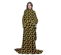 Loussiesd Sunflower Wearable Blanket with Sleeves, Floral Botanical Soft Fleece Blanket with Arms for Women Men Kids, Garden Cozy Warm Fuzzy Flannel Blanket for Bed Couch Sofa Winter Gift, 50"x70"
