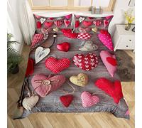 Loussiesd Sweet Hearts Print Duvet Cover Set Double Size Red Pink Love Heart Bedding Set Valentine Gift Comforter Cover with 2 Pillowcases Cute Soft Zipper Microfiber Quilt Cover 3 Pcs Luxury Boys