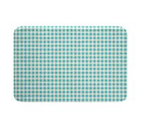 Loussiesd Teal White Plaid Bathroom Rugs Microfiber 20x32Inch Grid Checkered Bath Mats Non-Slip Classic Buffalo Bathroom Accessories Floor Doormats Soft Door Mat