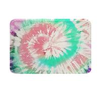Loussiesd Tie Dye Polyester Bath Rug Boho Stylish Girly Soft Fleece Door Carpet for Kids Boys Trippy Green Pink Purple Tie Dye Bath Mat Colorful for Bath Floor Indoor Doormat,16x24 Inch