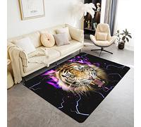 Loussiesd Tiger Indoor Floor Mat Lighting Tiger Decor Carpet Kids Wild Animal Living Room Rugs Wildlife Safari Cat Print Accent Rug Living Room Rugs Area Rug 100X150cm