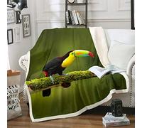 Loussiesd Toucan Fleece Throw Blanket for Sofa Bed Bird Plush Blanket Decorative 3D Animal Printed Sherpa Blanket Nature Wildlife Style Decor Fuzzy Blanket Double 60x79 Inch