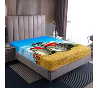 Loussiesd Tractor Fitted Bed Sheets 100% Polyester Soft and Comfortable Sheets Machine Washable Breathable Fabric Double(135x200+30cm) Farm Theme Only Bedsheet No Pillowcases