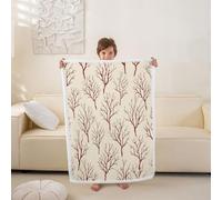 Loussiesd Tree Branches Throw Blanket Beige Brown Soft Fleece Sherpa Cozy Fuzzy Plush Warm Tree Fuzzy Plush Throw Botanical Single 50x60Inch Leaf for Bed Couch Living Room