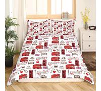 Loussiesd UK Duvet Cover Junior/Cot Bed London City Bedding Red Bus Bedding Set Microfiber UK Flag Retro Bedding Phone Booth Duvet Cover