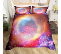 Loussiesd Ultra Soft 2 Piece Luxury 3D Galaxy Bedding Set Outer Space Theme Comforter Cover for Boys Girls Teen Nebula Universe Red Purple Duvet Cover Starry Sky Interstellar Bed Cover Junior/Cot Bed