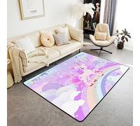 Loussiesd Unicorn Area Rug 100x150cm Kids Magical Unicorn Decorative Carpet Set for Boys Girls Teens Dreamy Horse Animal Living Room Rugs Rainbow Indoor Floor Mat Room Decor Colorful Accent Rug