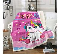 Loussiesd Unicorn Fleece Throw Blanket Fantasty Magical Rainbow Unicorn Sherpa Blanket Print for Kids Girls for Sofa Bed Couch Baby 30x40 Inch,Pink