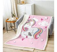 Loussiesd Unicorn Fleece Throw Blanket for Kids Girls Pink Heart Plush Blankets and Throws Unicorn Gifts Fuzzy Blanket for Bed Sofa 50"x60"