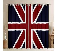 Loussiesd Union Jack Flag Curtains Kids Teens British Flag Window Curtains Red Whit Blue Drapes for Bedroom Living Room,Stripe Window Treatment W52*L63 Inch
