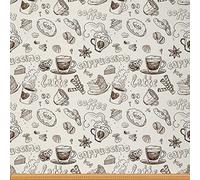 Loussiesd Upholstery Vintage Coffee Cup Retro Coffee Pot Outdoor Fabric by The Yard, Sweet Pastries Sketch Style Fabric for Upholstery and Home DIY Projects, 1 Yard, Black