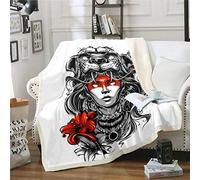 Loussiesd Vikings Fleece Throw Blanket Brave Viking Female Warrior Sherpa Blanket for Kids Boys Tribal Conflict Plush Blanket European Invaders Fuzzy Blanket for Sofa Bed Couch Double 60x79 Inch
