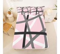 Loussiesd Vintage Abstract Fitted Sheet with 2 Pillowcases King Size Pink and White Messy Rust Bed Sheets Set 16" Deep Pocket Boys Girls Oil Painting Bedding Teens Bedroom Decor