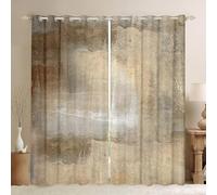 Loussiesd Vintage Abstract Window Drapes Kids Light Brown Messy Rust Curtains for Bedroom Living Room Blackout CurtainsModern Grunge Art Window Treatments W66*L72