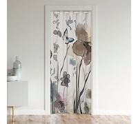 Loussiesd Vintage Floral Door Curtain for Doorway Privacy 106x203cm Kids Butterfly Room Divider Curtain Cover Retro Flowers Closet Door Cover Curtain Breathable Natural Theme Window Treatments
