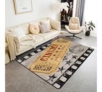 Loussiesd Vintage Movie Ticket Living Room Rugs Movie Theater Decor Carpet, for Cinema Poster Indoor Floor Mat Old Fashion Home Decor Area Rug 100x150cm