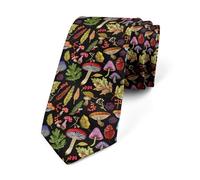 Loussiesd Vintage Mushroom Men's Ties 145x8cm Mushrooms Garden Plants Funny Ties for Men Gift Boho Bohemian Cute Fungus Tie for Business Wedding Party Formal Fashion Teens Boys