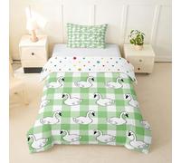 Loussiesd Vintage Swan Duvet Cover Junior/Cot Bed Size Green White Classical Animal Bedding Set for Boys Girls Swan Waterfowl Bedspread Bedroom Decor 2Pcs Zipper Closure With 1 Pillowcase