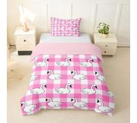 Loussiesd Vintage Swan Duvet Cover Junior/Cot Bed Size Pink White Classical Animal Bedding Set for Boys Girls Swan Waterfowl Bedspread Bedroom Decor 2Pcs Zipper Closure With 1 Pillowcase