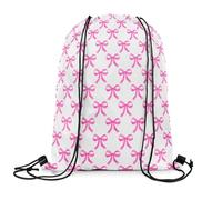 Loussiesd Watercolor Bow Sports Drawstring Sackpack 40cmx33cm Cute Bowknot Drawstring Backpack For Hot Pink Bow Drawstring Bags Coquette Bows Waterproof Cinch Bag