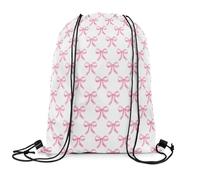 Loussiesd Watercolor Bow Sports Drawstring Sackpack 40cmx33cm Cute Bowknot Drawstring Backpack For Light Pink Bow Drawstring Bags Coquette Bows Waterproof Cinch Bag