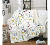 Loussiesd Watercolor Chamomile Plush Blanket for Sofa Bed Clover Fleece Throw Blanketative Botanical Floral Sherpa Blanket Blossom Wild Flowers Fuzzy Blanket Colorful Baby 30x40 Inch