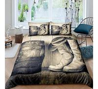 Loussiesd Western Cowboy Bedding Set for Girls Boys Children Western Decor Comforter Cover Decorative Wild West Cowboy Duvet Cover Retro Cowboy Style Bedspread Cover Single Size 2Pcs Bedclothes