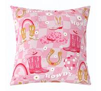 Loussiesd Western Decor Reversible Throw Pillow Covers 20x20 Inch Wild Western Cowboy Pillow Covers Rainbow Square Cushion Covers Set of 1 Rodeo Cowboy Style Throw Pillowcases Rose Pink