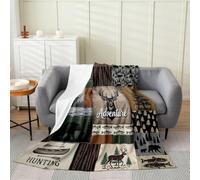 Loussiesd Western Rustic Bear Deer Fleece Throw Blanket Hunting Flannel Blanket Plush Fuzzy Rustic Cabin for Bed Couch Chair Living Room Country Farmhouse Single 50x60Inch Bedroom Decor