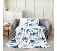 Loussiesd Whale Shark Flannel Blanket Plush Fuzzy Ocean Whale Shark Fleece Throw Blanket for Boys Girls Underwater Sealife Plush Sofa Throw Nautical Marine Animal Throw 40x50Inch White for Couch