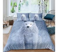 Loussiesd White Wolf Bedding Set Wild Animal Pattern Comforter Cover for Kids Adults Cool Wildlife Style Duvet Cover Winter Snow Nature Bedspread Room Decor Quilt Cover Double Size