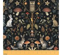 Loussiesd Wild Botanical Waterproof Outdoor Fabric for Chairs Animals Fabric by The Yard Decor Mushroom Upholstery for Chairs Microfiber Floral Reupholstery Decor, 3 Yards (L276*W150cm)