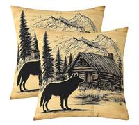 Loussiesd Wolf Cushion Covers Wolves Howling Lot De 2 Throw Pillow Covers 40x40cm Animal Rustic Cabin Country Bedroom Decor Farmhouse Yellow