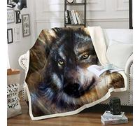 Loussiesd Wolf Fleece Sherpa Blanket Safari Animal Pattern Plush Blanket for Chair Sofa Couch Cool Wildlife Style Throw Blanket Wild Wolf Bedroom Decor Fuzzy Blanket Baby 30"x40"