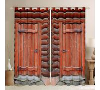 Loussiesd Wood Pattern Kids Window Drape Panels W46*L72 Log Cabin Window Curtain Rustic Blackout Drapes for Kids Boys Girls Bedroom Wood Texture Decor Microfiber Ultra Soft Breathable