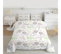 Loussiesd Woodland Forest Animals Comforter Set All Season Safari Animals Bedding Set with 2 Pillow Cases Jungle Microfiber Kids King Size Bedclothes Decor Duvet Quilt Breathable Soft Lightweight