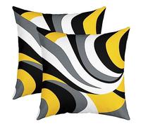 Loussiesd Yellow Grey White Geometric Reversible Throw Pillow Covers for Kids Geometry Pillow Covers Home Decor 55x55cm Stripes Square Cushion Covers Set of 2 Decor Modern Striped Art Abstract