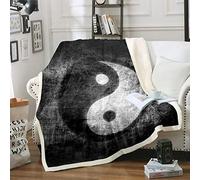 Loussiesd Yin Yang Fleece Throw Blanket for Sofa Bed - Boho Trippy Psychedelic Art Plush Sherpa - Decorative Gossip Traditional Ying Yang Fuzzy Double 60"x79"