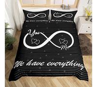 Loussiesd You and Me Comforter Cover Funny Quotes Bedding Set Mr Mrs Duvet Cover for Men Women Couple Lover Black Red Creative Valentine Day Gift Microfiber Bedspread Cover Super King