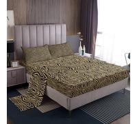 Loussiesd Zebra Bed Sheet Set Single Boys Girls Zebra Skin Bedding Set Breathable Soft Black Yellow Fitted Sheet 3Pcs Animal Print Bedroom Decor Microfiber Zipper Closure