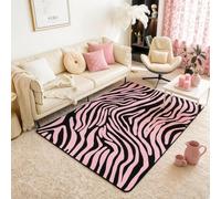 Loussiesd Zebra Stripes Area Rug 150x200cm Wildlife Decor Rugs Mat for Living Room Bedroom Decor Wild Animals Carpet Non Slip Pink Black Stripe Area Runner Rug