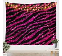 Loussiesd Zebra Tapestry Medium 51"x59" Hot Pink Stripes Wall Hanging for Boys Girls Glitter Wall Blanket Women Men Animal Print Wall Art
