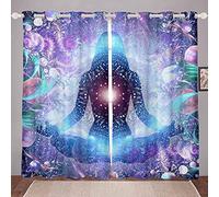 Loussiesd Zen Window Curtains Zen Spiritual Window Dreapes Personality Curtain For Kids Adults Colorful Glitter Ultra Soft Room Decor W46*L54