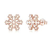 Loutade Silver Christmas Stud Earrings for Women, 925 Sterling Silver Xmas Stud Earrings, 9mm Small Silver Snowflake Deer Xmas Stud Earrings, Tiny Cute Cartilage Sleeper Stud Earrings for Winter