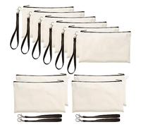 Louttary 10Pack Sublimation Blank Pencil Bags with Wristband for DIY Craft Zipper Pencil Bags White 8.3 X 5.1 in