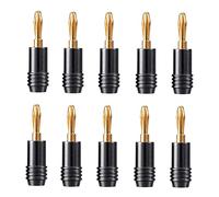 Louttary 1Set Speaker Banana Plug Connector 4K Gold-Plated Banana Connector for Speaker Adapter Audio Video Black